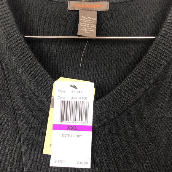 Dockers Sweater Vest Extra Soft Fine Guage Black - Picture 3 of 3